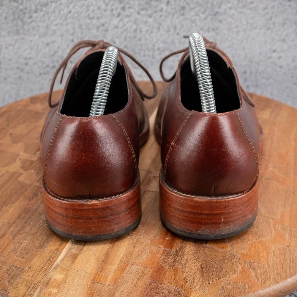 NISOLO MEN'S EVERYDAY OXFORD LEATHER DRESS SHOES BROWN SZ 8‎